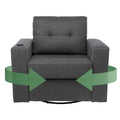Modern Swivel Accent Sofa Chair, Ergonomic Casual 90 Degree Swivel Single Sofa Seat With Drink Holder Living Room Chair ,Soft Egyptian Velvet Sofa Chair Grey Brown Wood Primary Living Space Delicate Duty Pine 1 Seat Grey Linen Soft Cushion Back Art