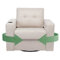 Modern Swivel Accent Sofa Chair, Ergonomic Casual 90 Degree Swivel Single Sofa Seat With Drink Holder Living Room Chair ,Soft Egyptian Velvet Sofa Chair White Brown Wood Primary Living Space Delicate Duty Pine 1 Seat White Linen Soft Cushion Back Art