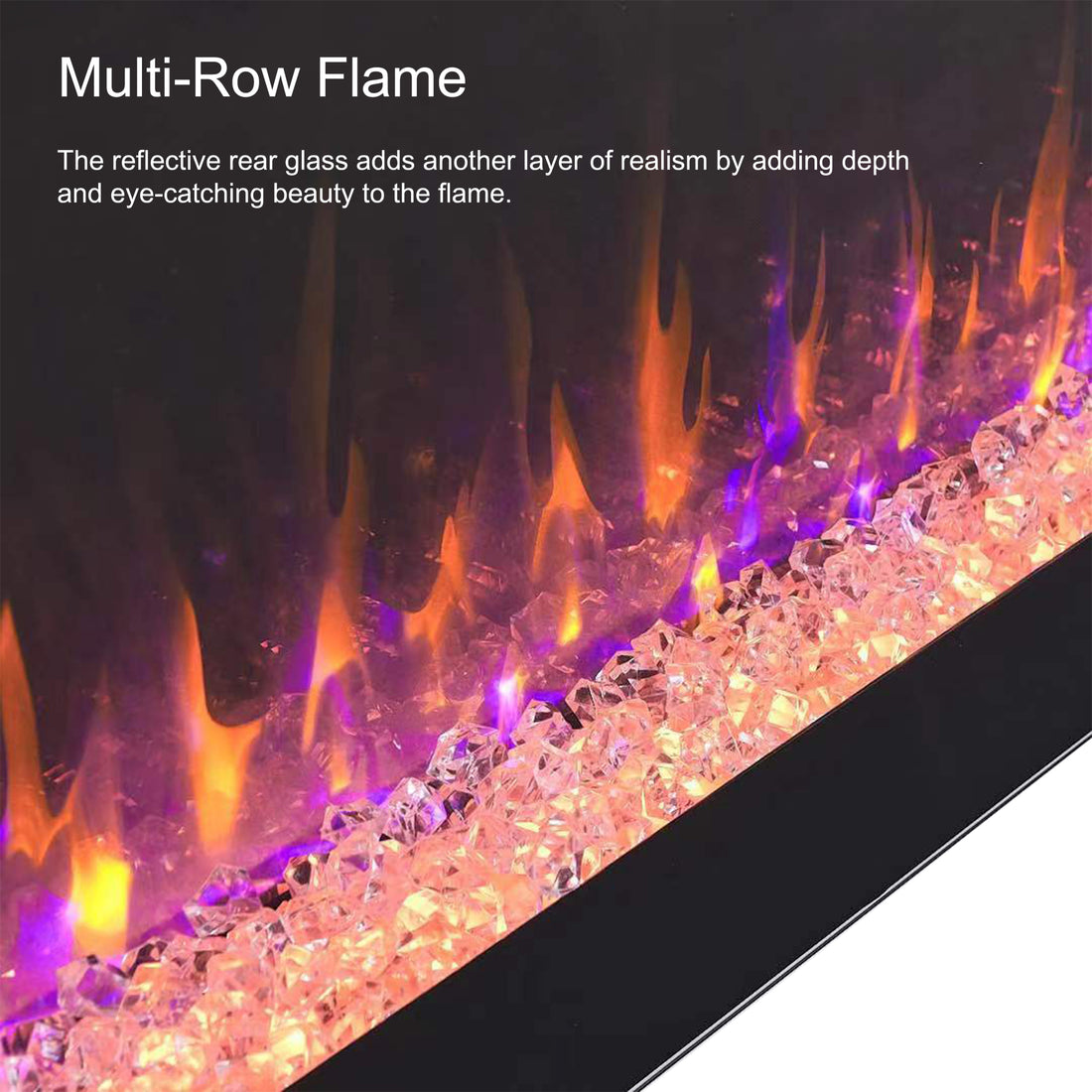 60 Inch Electric Fireplace, Recessed And Wall Mounted Fireplace Powder Coated Electric Antique Black Vent Free Yes Tempered Glass Sheet Metal Plastic Electric
