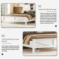 3 Pieces Bedroom Sets Queen Size Farmhouse Platform Bed With Double Sliding Door Storage Headboard, Storage Nightstand And Dresser, White Brown Queen White 3 Piece Set Particle Board
