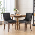 Ultra Side Dining Chair, Thickened Fabric Chairs With Neutrally Toned Solid Wood Legs, Bronze Nail Head, Set Of 2, Blue Black Dining Room American Design Dining Chairs Rubberwood Set Of 2 Foam Fabric