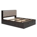 Wood Queen Size Platform Bed With Storage Headboard, Shoe Rack And 4 Drawers,Espresso Box Spring Not Required Queen Espresso Wood Bedroom Bed Frame Solid Wood Mdf