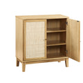 Buffet Cabinet With Storage,Storage Cabinet With Natural Rattan Decorated Doors,Rattan Cabinet With Adjustable Shelf,Sideboard For Living Room,Kitchen,Hallway,2 Doors, Storage, Natural Natural Rubber Wood