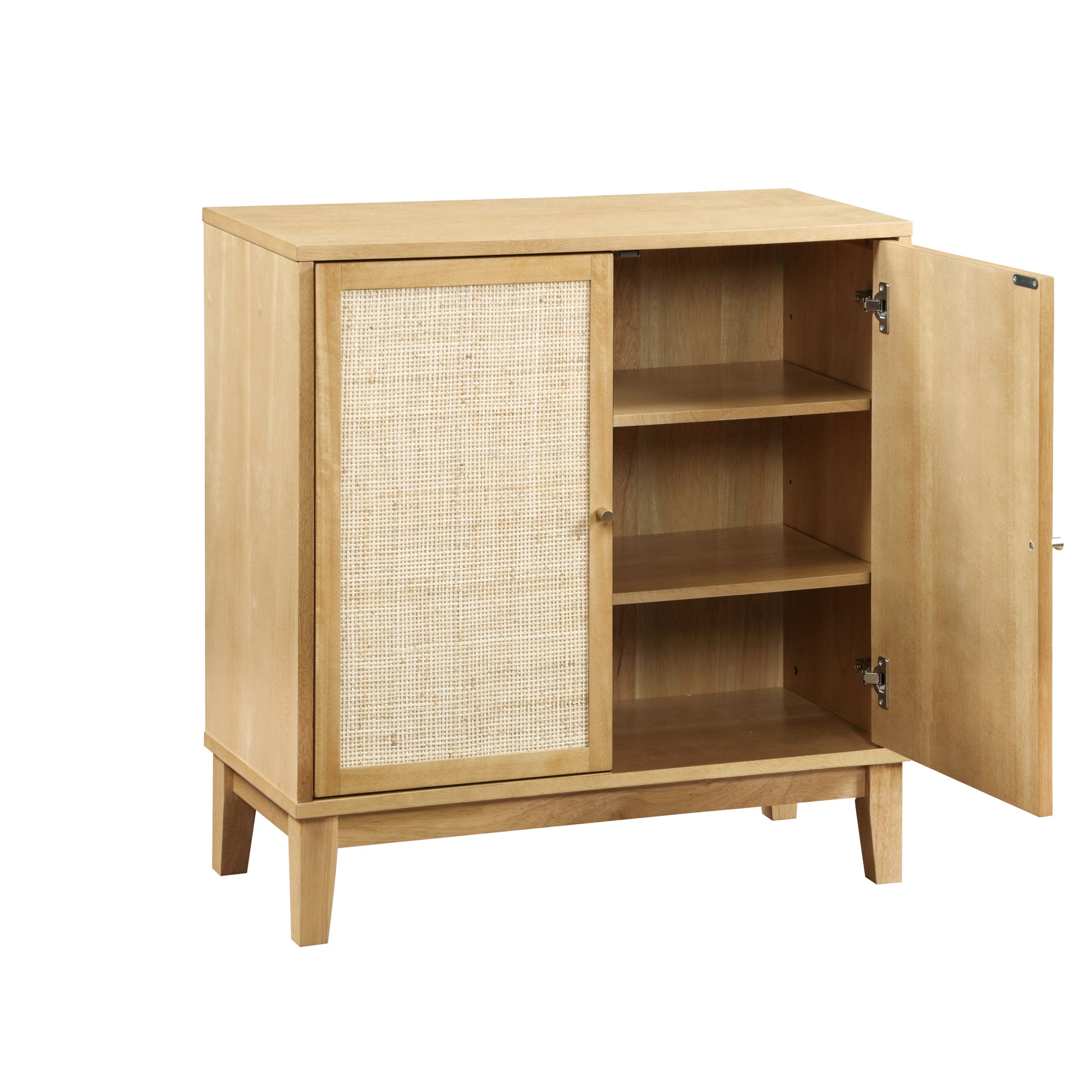 Buffet Cabinet With Storage,Storage Cabinet With Natural Rattan Decorated Doors,Rattan Cabinet With Adjustable Shelf,Sideboard For Living Room,Kitchen,Hallway,2 Doors, Storage, Natural Natural Rubber Wood