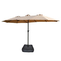 15X9Ft Large Double Sided Rectangular Outdoor Twin Patio Market Umbrella With Light And Base Taupe Taupe Metal