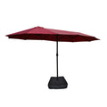 15X9Ft Large Double Sided Rectangular Outdoor Twin Patio Market Umbrella With Light And Base Red Red Metal