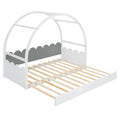 Twin Size Stretchable Vaulted Roof Bed, Children'S Bed Pine Wood Frame, White Gray Box Spring Not Required Twin White Gray Wood Daybeds Pine