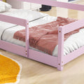 Twin Size Wood Bed With House Shaped Headboard Floor Bed With Fences,Pink Twin Pink Wood Bedroom American Design Pine Pine