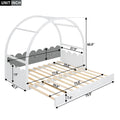 Twin Size Stretchable Vaulted Roof Bed, Children'S Bed Pine Wood Frame, White Gray Box Spring Not Required Twin White Gray Wood Daybeds Pine