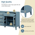 6 Drawer And 2 Cabinet Retro Sideboard With Extra Large Storage Space, With Gold Handles And Solid Wood Legs, For Kitchen And Living Room Antique Blue Antique Blue Solid Wood Mdf