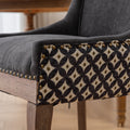 Ultra Side Dining Chair, Thickened Fabric Chairs With Neutrally Toned Solid Wood Legs, Bronze Nail Head, Set Of 2, Blue Black Dining Room American Design Dining Chairs Rubberwood Set Of 2 Foam Fabric
