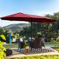 15X9Ft Large Double Sided Rectangular Outdoor Twin Patio Market Umbrella With Light And Base Red Red Metal