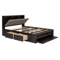 Wood Queen Size Platform Bed With Storage Headboard, Shoe Rack And 4 Drawers,Espresso Box Spring Not Required Queen Espresso Wood Bedroom Bed Frame Solid Wood Mdf