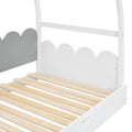 Twin Size Stretchable Vaulted Roof Bed, Children'S Bed Pine Wood Frame, White Gray Box Spring Not Required Twin White Gray Wood Daybeds Pine