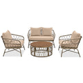 Bohemia Inspired 4 Person Outdoor Seating Group With Removable Cushions, Conversation Patio Set With Wood Tabletop, Beige Yes Beige Garden & Outdoor Complete Patio Sets Foam Wicker