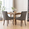 Ultra Side Dining Chair, Thickened Fabric Chairs With Neutrally Toned Solid Wood Legs, Bronze Nail Head, Set Of 2, Blue Black Dining Room American Design Dining Chairs Rubberwood Set Of 2 Foam Fabric