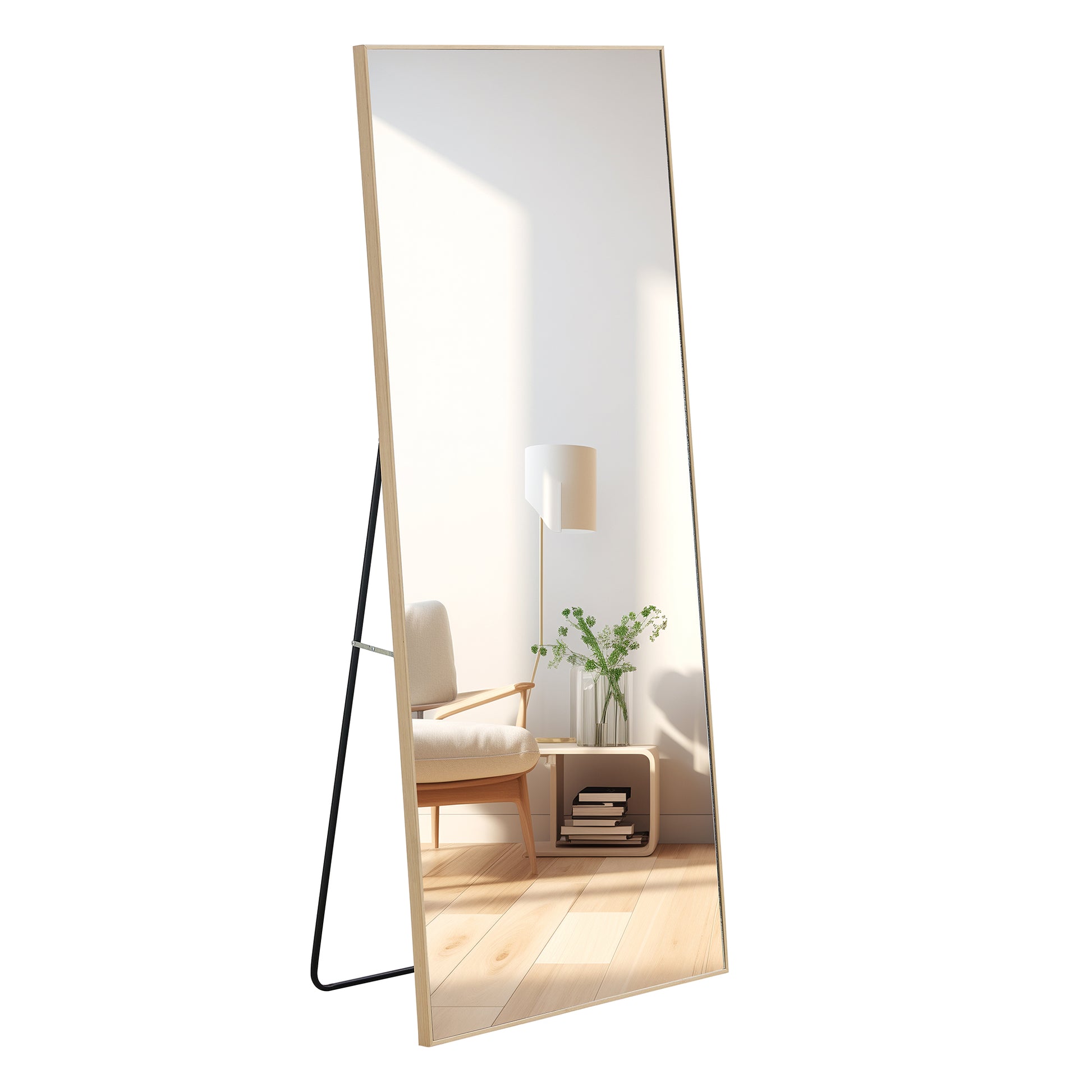 Fourth Generation Solid Wood Frame Long Mirror, Dressing Mirror, Bedroom Foyer, Decorative Mirror, Clothing Store, Floor To Ceiling Mirror, Wall Mounted. 71 "* 31.4" Transparent Glass