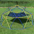 10Ft Geometric Dome Climber Play Center, Kids Climbing Dome Tower With Hammock, Rust & Uv Resistant Steel Supporting 1000 Lbs Blue Yellow Metal