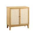 Buffet Cabinet With Storage,Storage Cabinet With Natural Rattan Decorated Doors,Rattan Cabinet With Adjustable Shelf,Sideboard For Living Room,Kitchen,Hallway,2 Doors, Storage, Natural Natural Rubber Wood