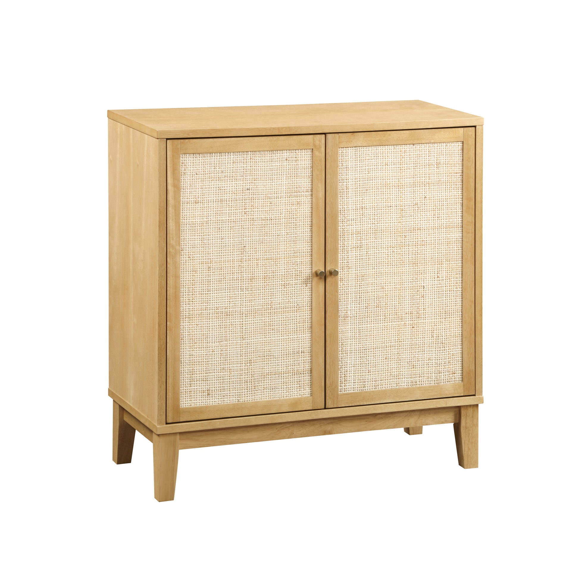 Buffet Cabinet With Storage,Storage Cabinet With Natural Rattan Decorated Doors,Rattan Cabinet With Adjustable Shelf,Sideboard For Living Room,Kitchen,Hallway,2 Doors, Storage, Natural Natural Rubber Wood