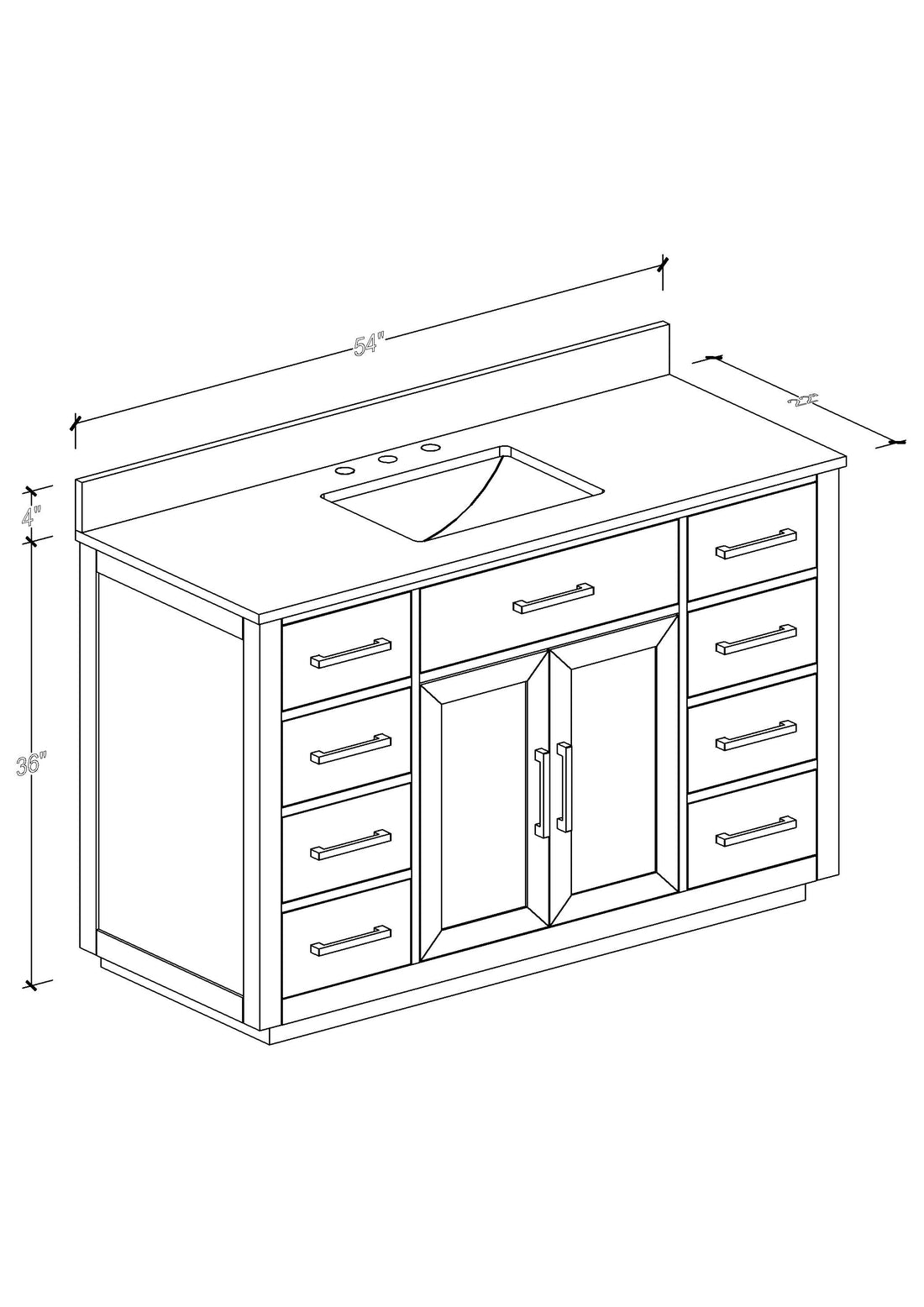 54" Bathroom Vanity With Sink, Modern Bathroom Vanity Set With Soft Close Cabinet And 6 Drawers, Solid Wood Bathroom Storage Cabinet With Countertop, White White Bathroom Modern Solid Wood