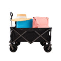 Folding Wagon, Heavy Duty Utility Beach Wagon Cart For Sand With Big Wheels, Adjustable Handle&Drink Holders For Shopping, Camping,Garden And Outdoor Black Garden & Outdoor American Design Fabric Steel