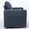 Modern Swivel Accent Sofa Chairergonomic Casual 90 Degree Swivel Single Sofa Seat With Drink Holder Living Room Chair ,Soft Egyptian Velvet Sofa Chair Blue Brown Wood Primary Living Space Delicate Duty Pine 1 Seat Blue Linen Soft Cushion Back Art