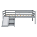 Twin Low Loft Bed With Slide, Ladder, Safety Guardrails, No Box Spring Needed,Grey Twin Grey American Design Pine