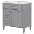 30'' Bathroom Vanity With Top Sink, Modern Bathroom Storage Cabinet With 2 Drawers And A Tip Out Drawer, Freestanding Vanity Set With Mirror Cabinet, Single Sink Bathroom Vanity 3 Grey 2 5 Bathroom