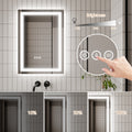 Led Bathroom Mirror, 20X28 Inch Bathroom Vanity Mirrors With Lights, Mirrors For Wall With Smart Touch Button, Anti Fog, Memory Function, Stepless Dimmable Makeup Mirror Horizontal Vertical White Aluminum
