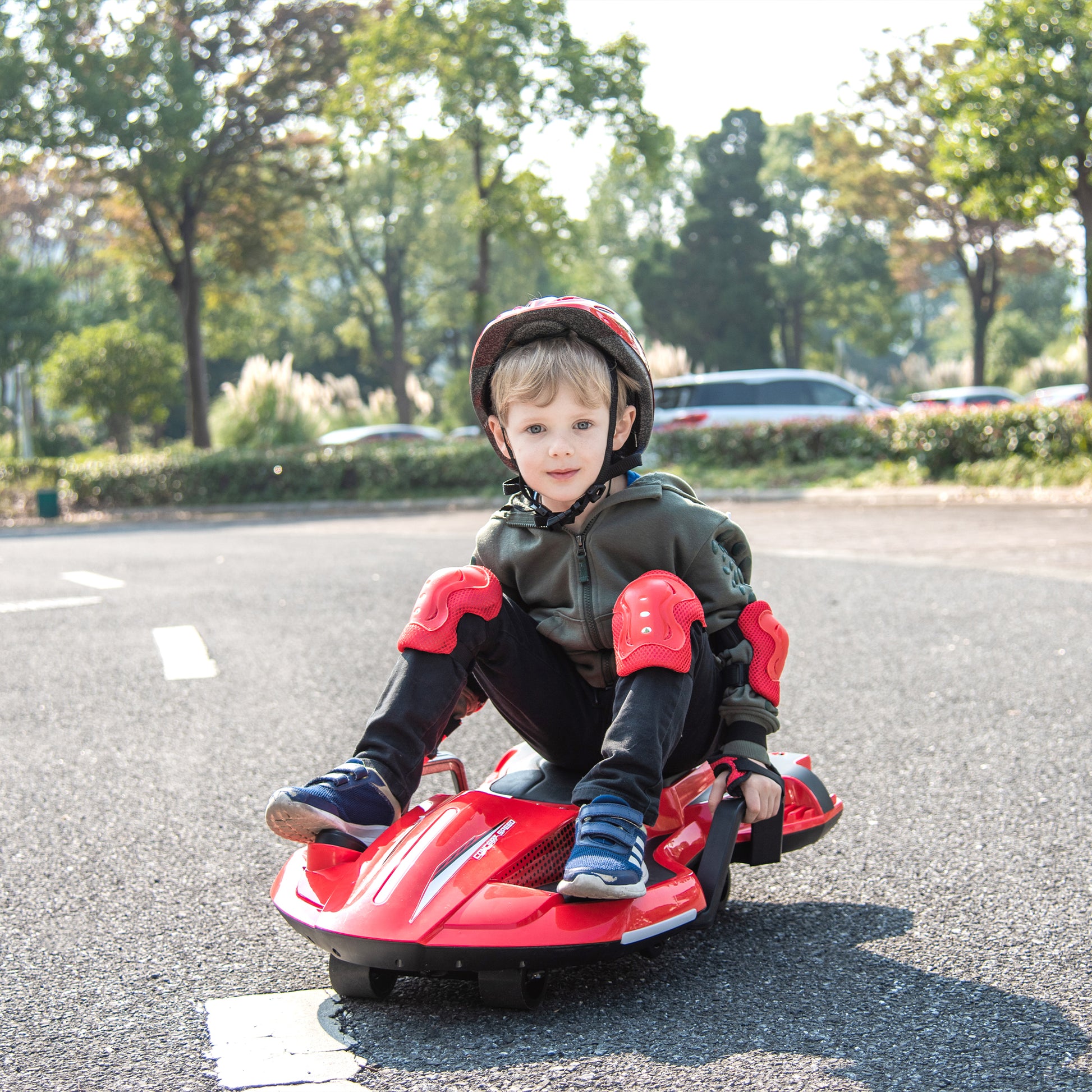 24V Kids Ride On Electric Scooter W Helmet Knee Pads,24V Ride On Toy For Kids,Spray Function,2Wd 400W Wheel Hub Motor,5.59 6.84Mph,Gravity Steering,Use For 1 2 Hours,Exercise Your Child Age 6 . Red Polypropylene