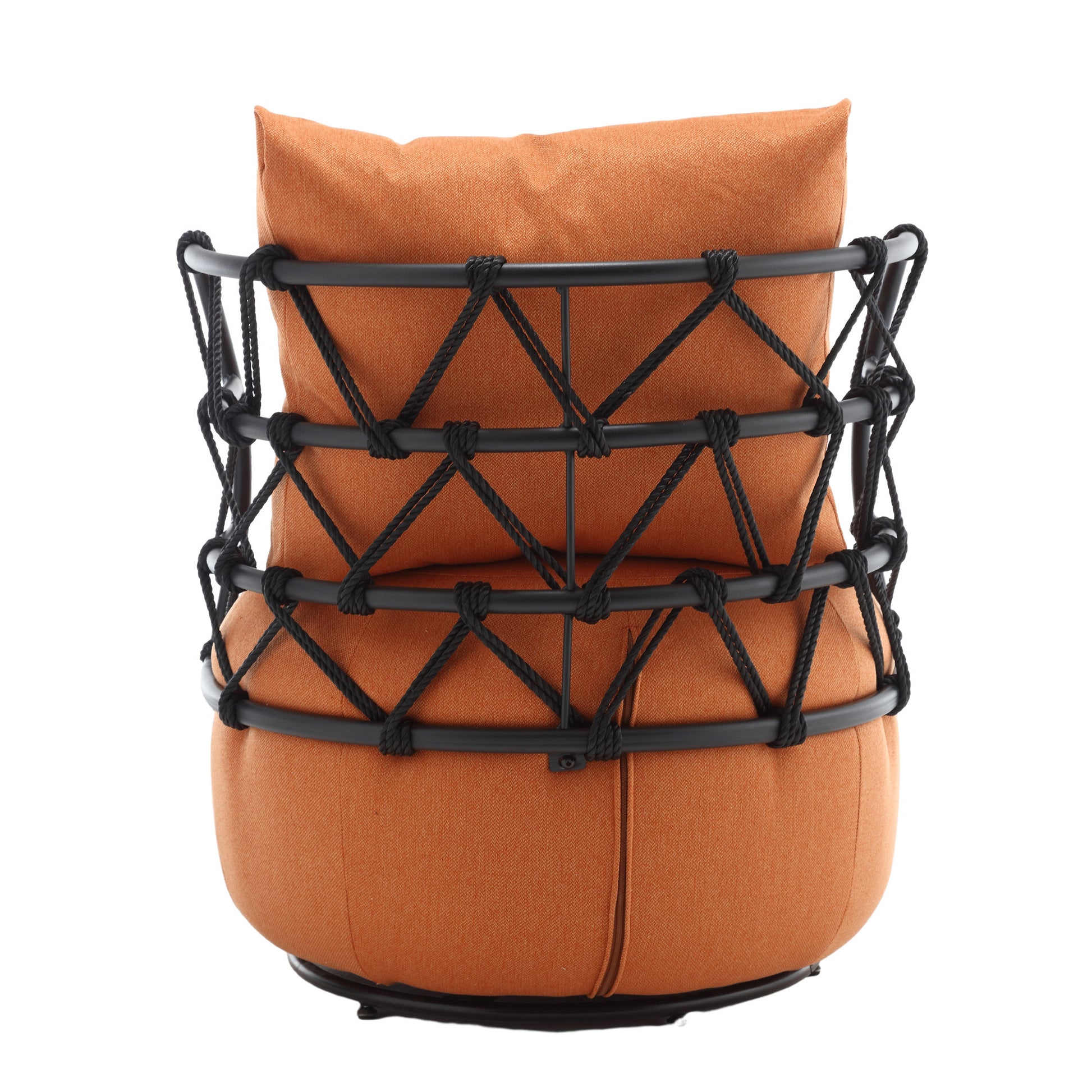 Coolmore Upholstered Tufted Living Room Chair Textured Linen Fabric Accent Chair With Metal Stand Orange Linen