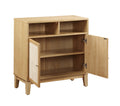 Buffet Cabinet With Storage,Storage Cabinet With Natural Rattan Decorated Doors,Rattan Cabinet With Adjustable Shelf,Sideboard For Living Room,Kitchen,Hallway,2 Doors, Storage, Natural Natural Rubber Wood