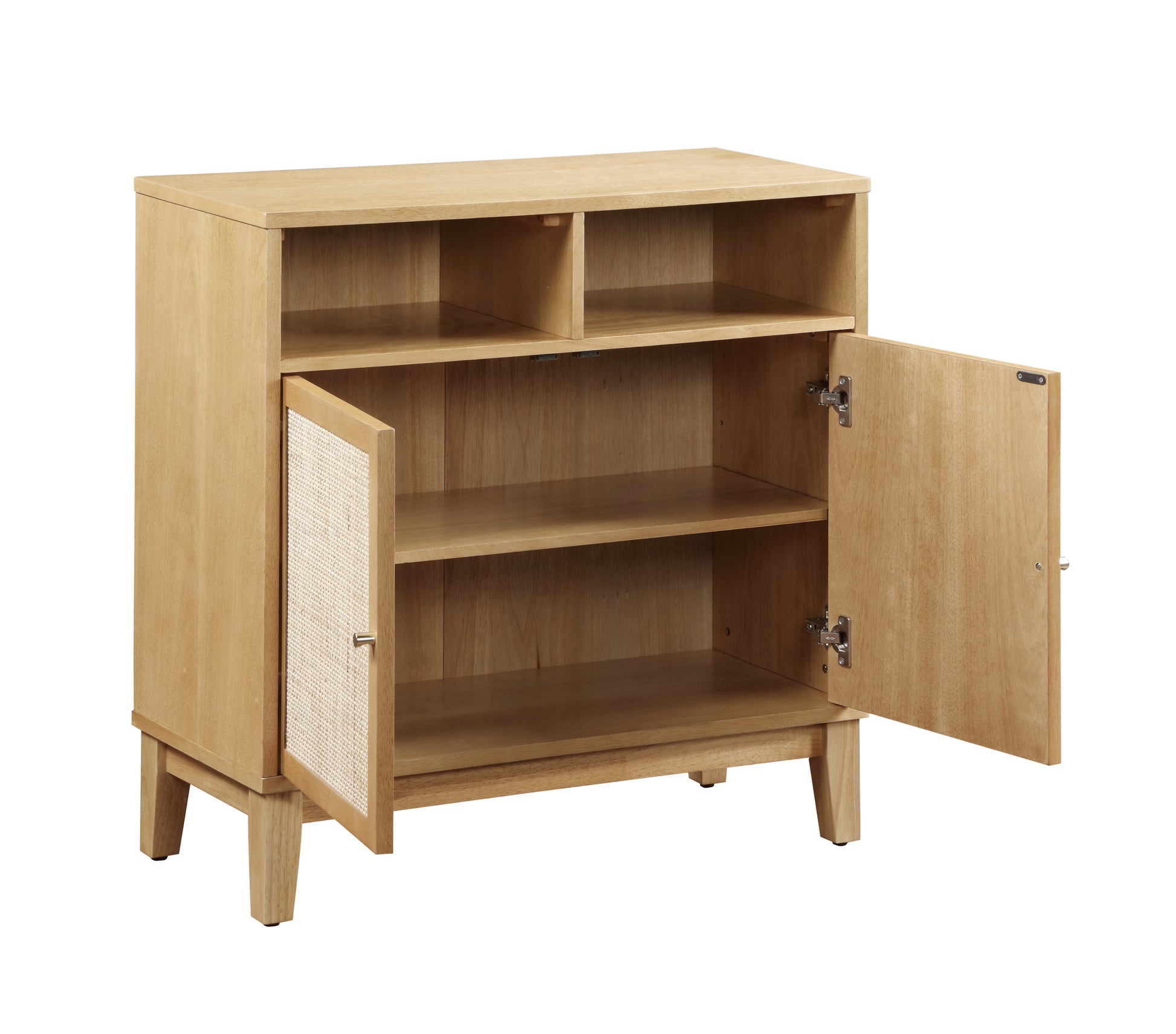 Buffet Cabinet With Storage,Storage Cabinet With Natural Rattan Decorated Doors,Rattan Cabinet With Adjustable Shelf,Sideboard For Living Room,Kitchen,Hallway,2 Doors, Storage, Natural Natural Rubber Wood