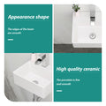 13.6X11.6 Inch White Ceramic Rectangle Wall Mount Bathroom Sink With Single Faucet Hole White Ceramic