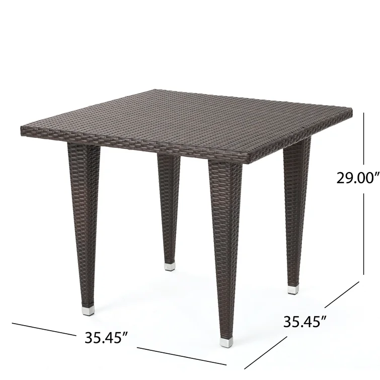 Dominica 35Inch Sq Table Pvc Brown Multi Iron