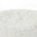 Mahin 5 Foot Rounded Faux Fur Bean Bag, White White Faux Fur