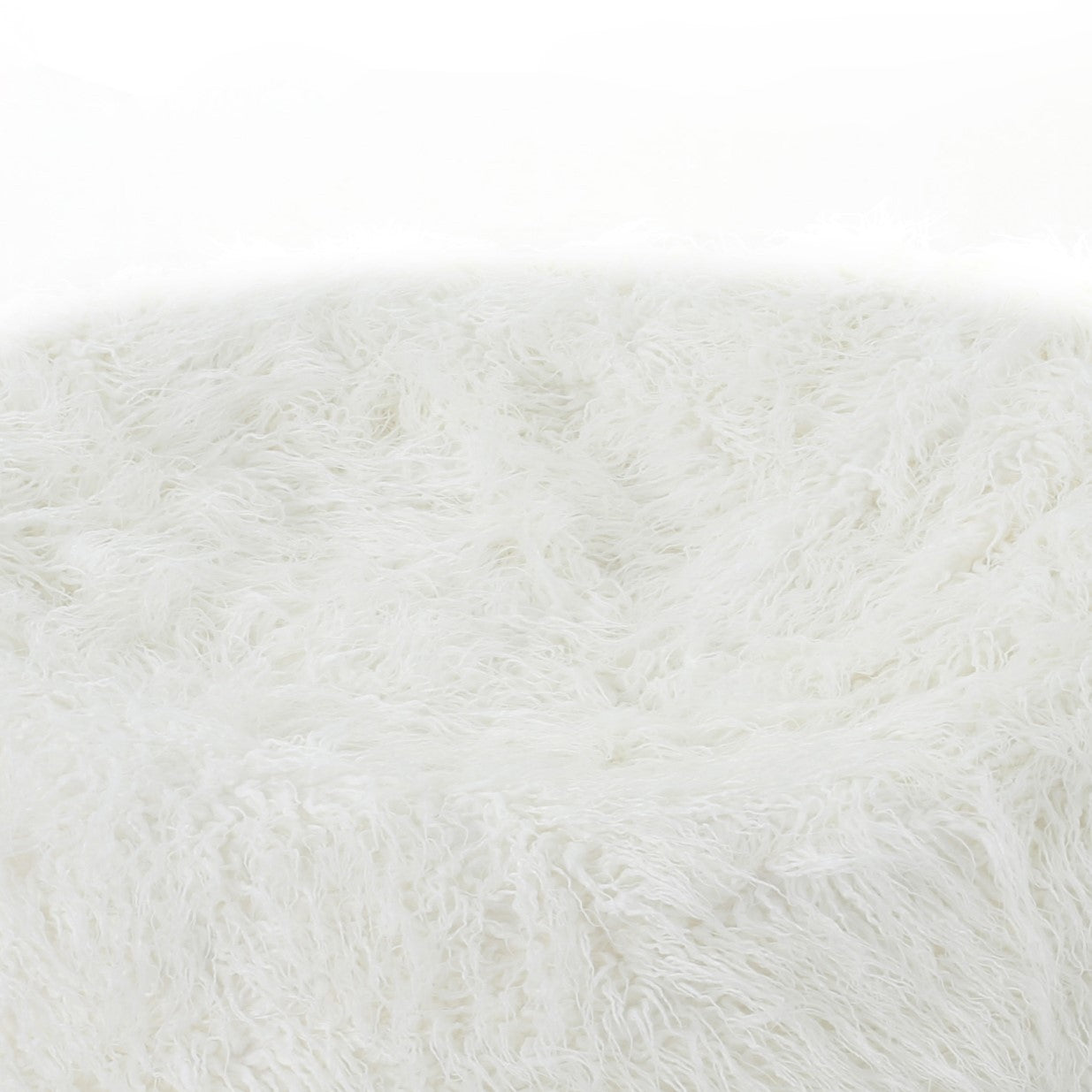 Mahin 5 Foot Rounded Faux Fur Bean Bag, White White Faux Fur