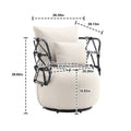 Coolmore Upholstered Tufted Living Room Chair Textured Linen Fabric Accent Chair With Metal Stand Beige Linen