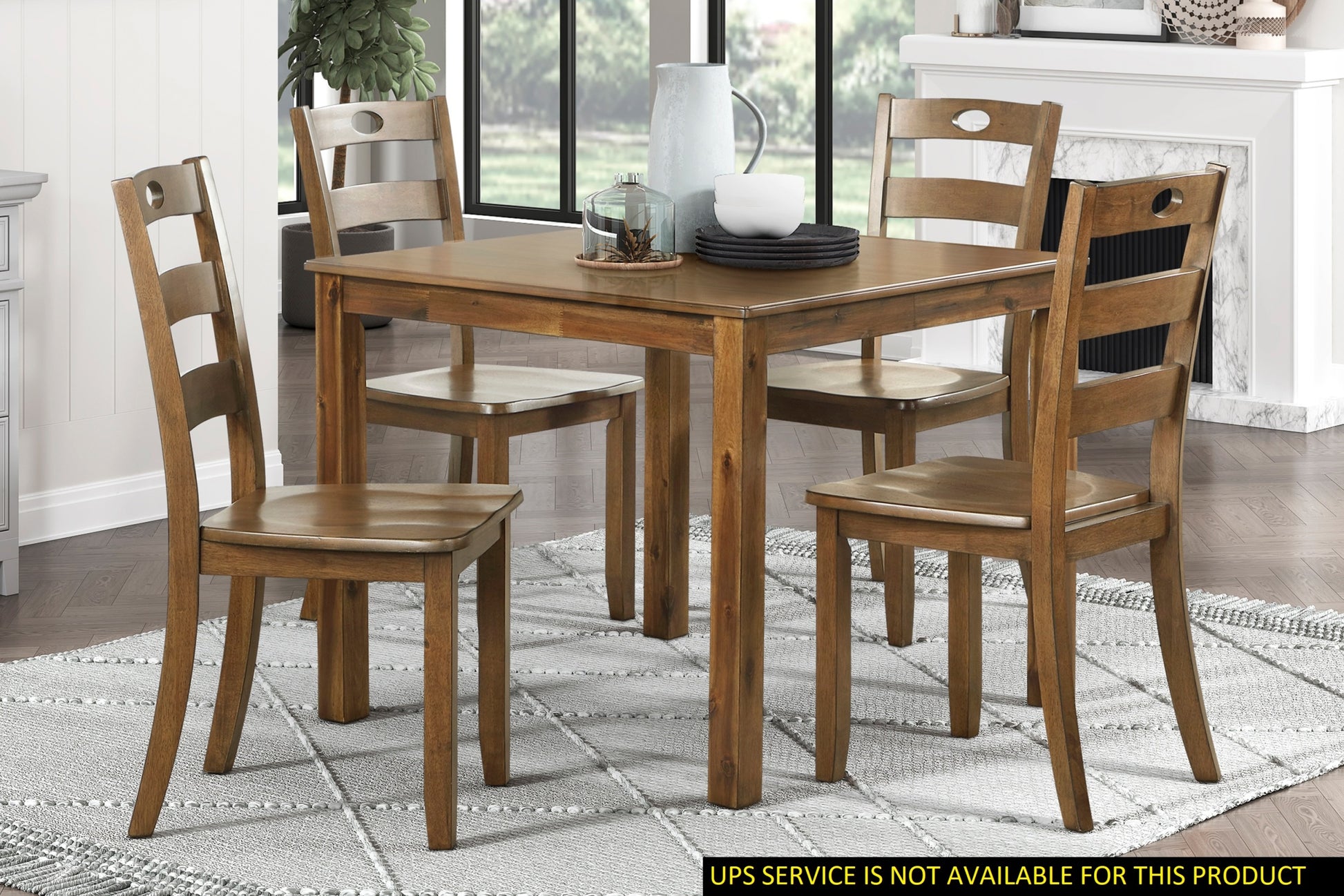 5Pc Dining Set Walnut Finish Table And 4 Side Chairs Set Wooden Kitchen Dining Furniture Transitional Style Wood Walnut Seats 4 Wood Dining Room 36 Inches Casual,Transitional Square Dining Table With Chair Wood