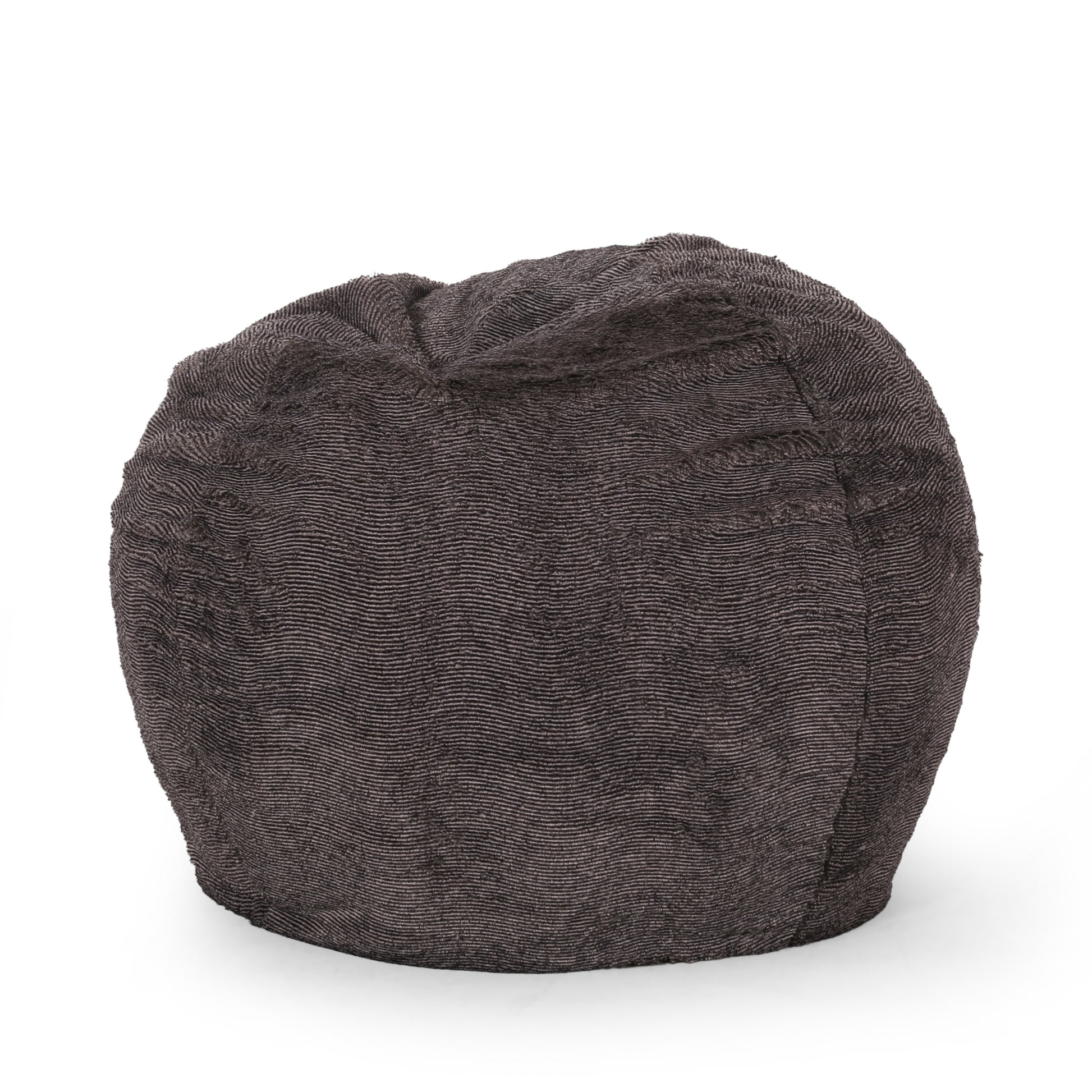 Vida 3 Foot Rounded Faux Fur Bean Bag, Brown Beige Brown Beige Faux Fur