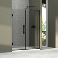 58 58 2 1In. W X 71 In. H Semi Frameless Double Hinges Shower Door In Matte Black,Tempered Glass,Reversible Installation Black Glass