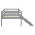 Twin Low Loft Bed With Slide, Ladder, Safety Guardrails, No Box Spring Needed,Grey Twin Grey American Design Pine