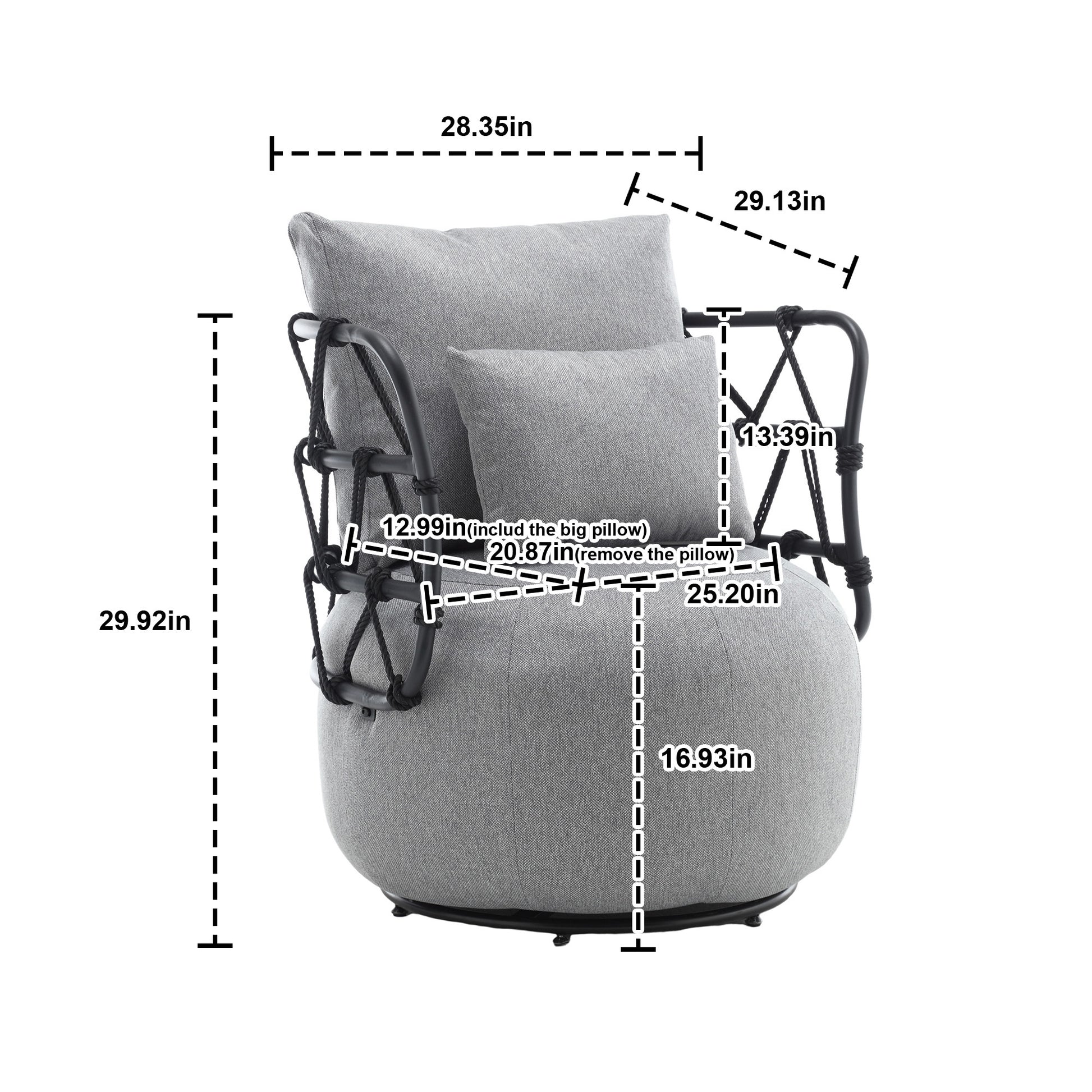 Coolmore Upholstered Tufted Living Room Chair Textured Linen Fabric Accent Chair With Metal Stand Gray Linen
