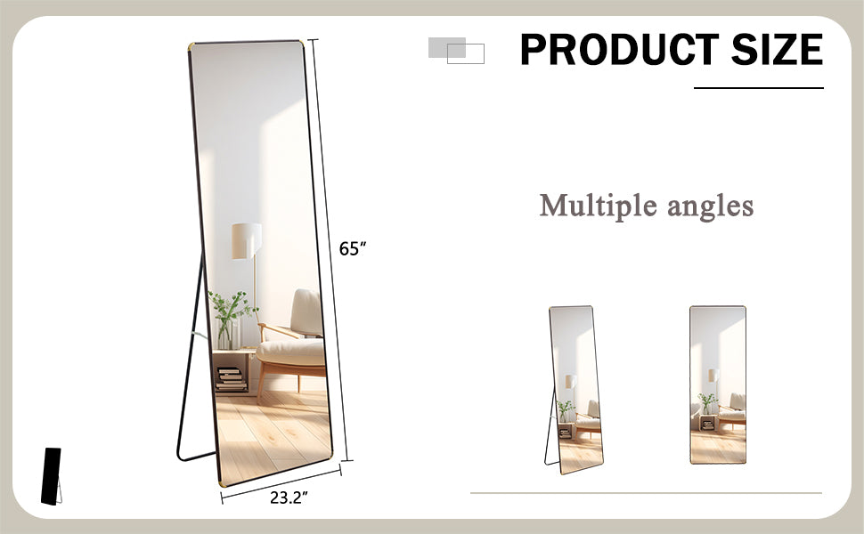 The 4Th Generation Floor Standing Full Length Mirror. Wall Mirror, Bathroom Makeup Mirror, Bedroom Foyer, Clothing Store, Wall Mounted.65 "* 23.2" Transparent Glass