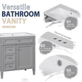 30'' Bathroom Vanity With Top Sink, Modern Bathroom Storage Cabinet With 2 Drawers And A Tip Out Drawer, Freestanding Vanity Set With Mirror Cabinet, Single Sink Bathroom Vanity 3 Grey 2 5 Bathroom