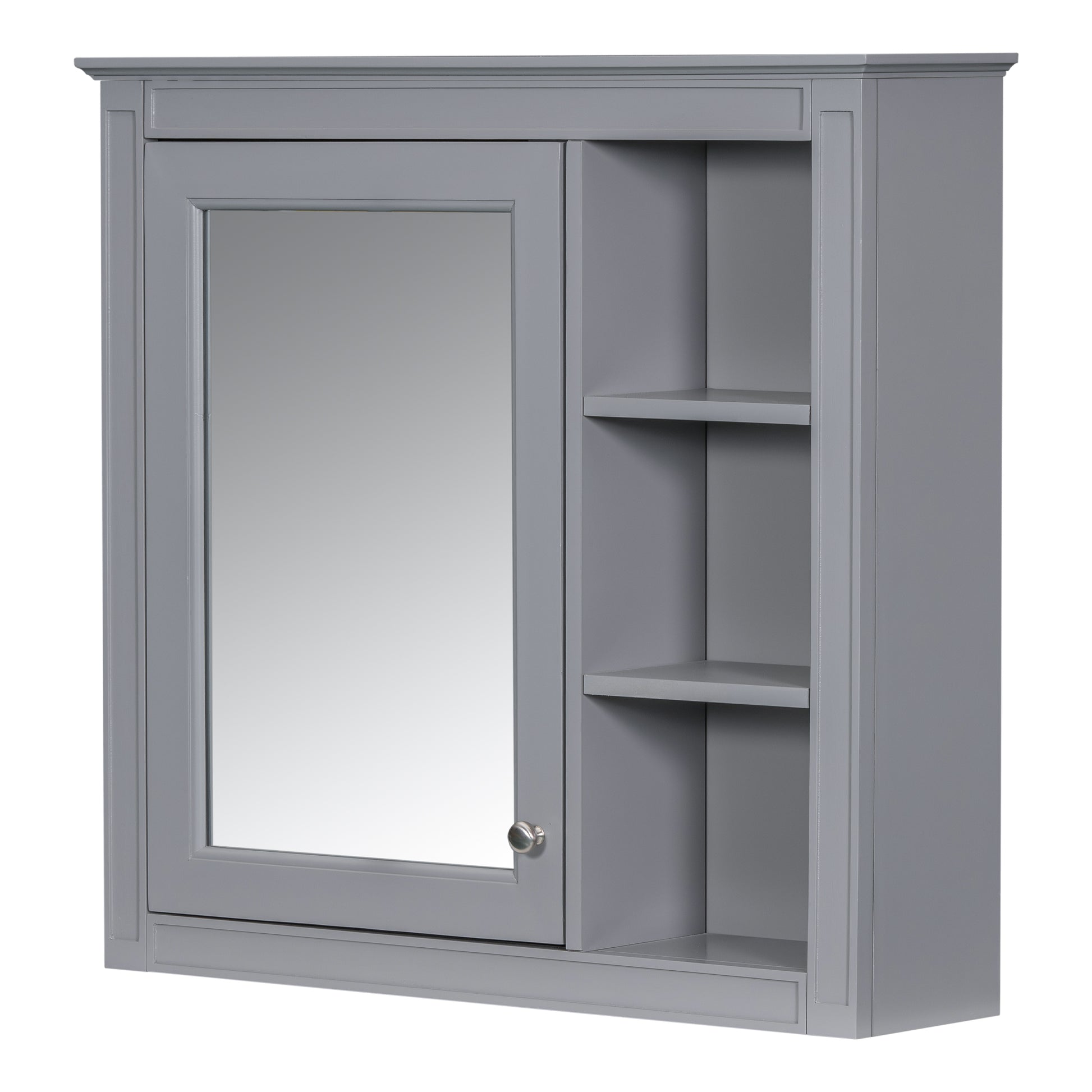 30'' X 28'' Medicine Cabinet, Wall Mounted Bathroom Storage Cabinet, Modern Bathroom Wall Cabinet With Mirror,Medicine Cabinet, Mirror Cabinet With 3 Open Shelves Not Include Bathroom Vanity Grey 1 5 Mirror Included Bathroom Wall Mounted Mdf Glass