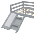 Twin Low Loft Bed With Slide, Ladder, Safety Guardrails, No Box Spring Needed,Grey Twin Grey American Design Pine