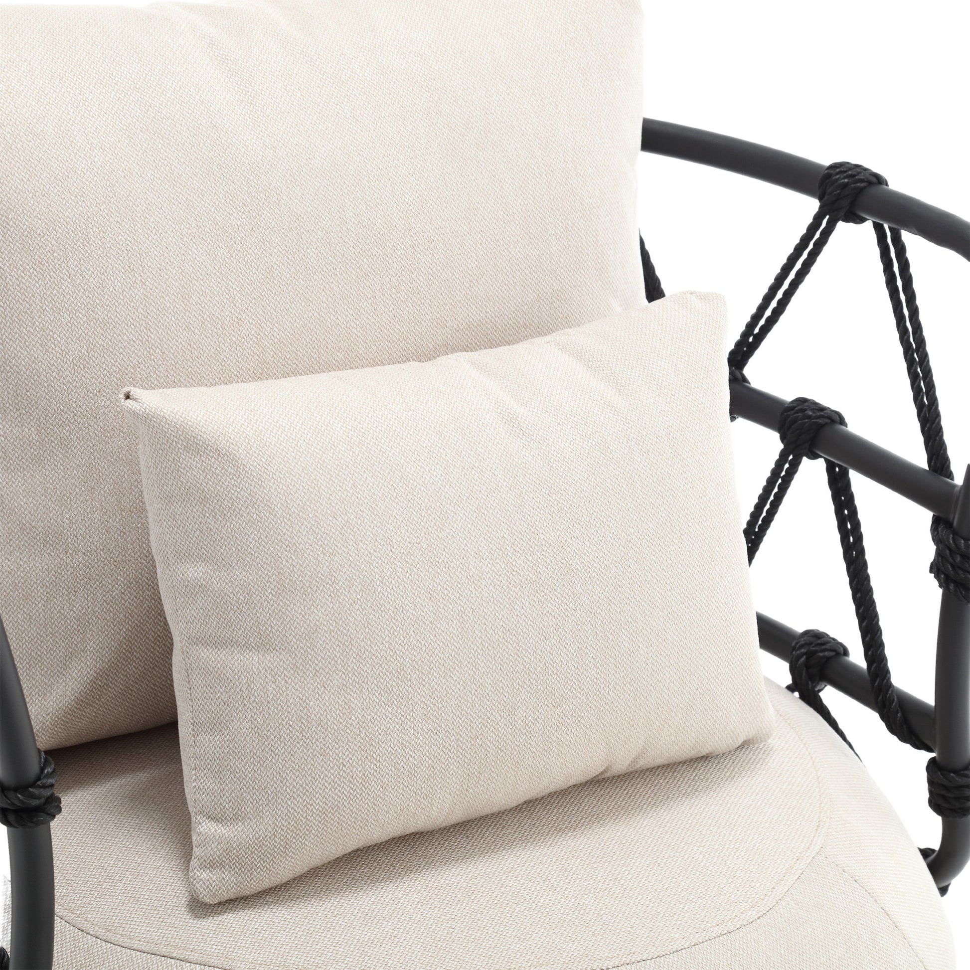 Coolmore Upholstered Tufted Living Room Chair Textured Linen Fabric Accent Chair With Metal Stand Beige Linen