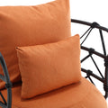Coolmore Upholstered Tufted Living Room Chair Textured Linen Fabric Accent Chair With Metal Stand Orange Linen
